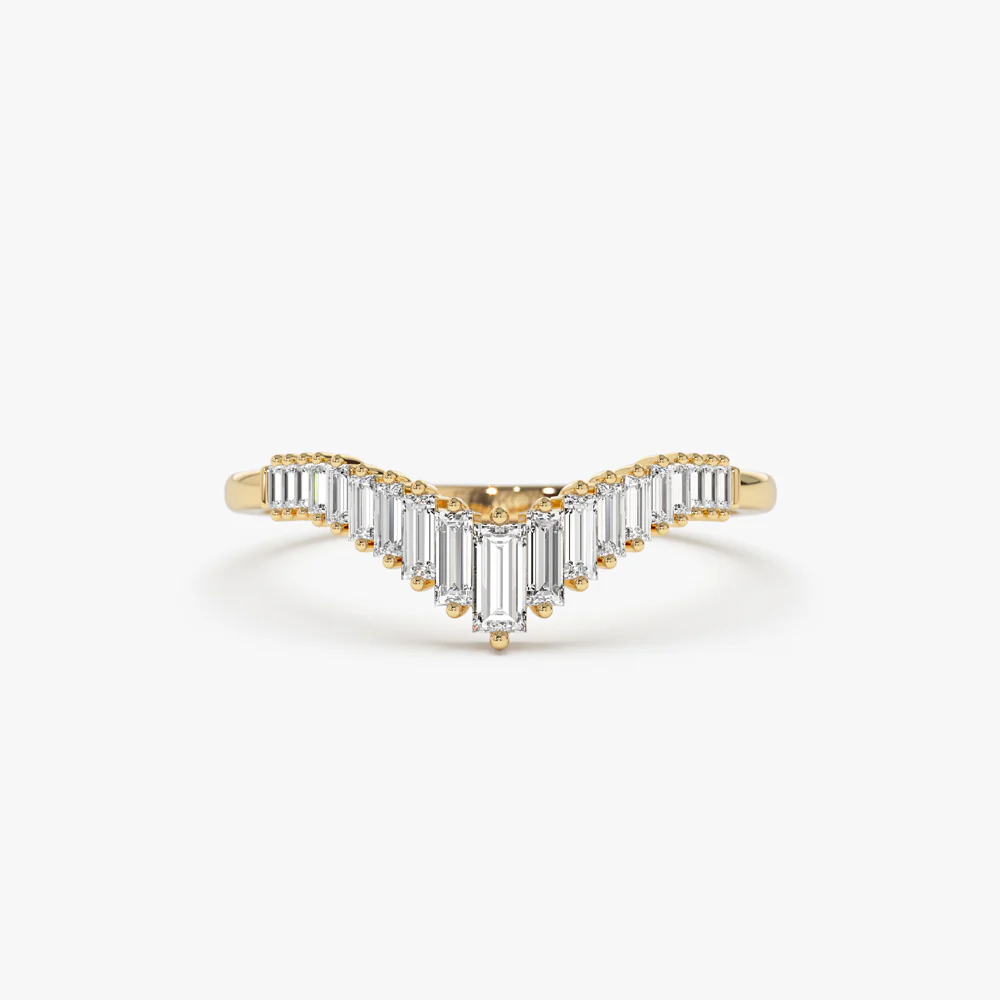 14K Baguette Diamond Curved Tiara Ring