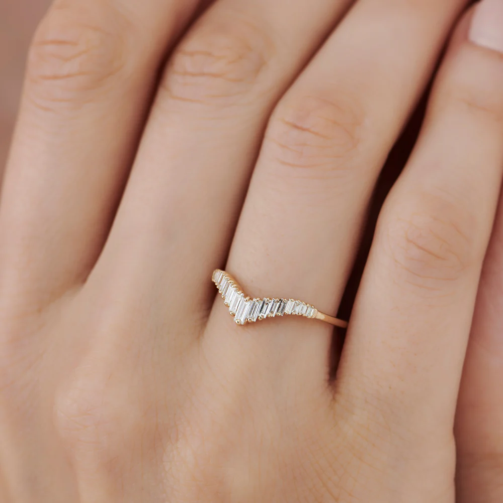 14K Baguette Diamond Curved Tiara Ring - Image 2