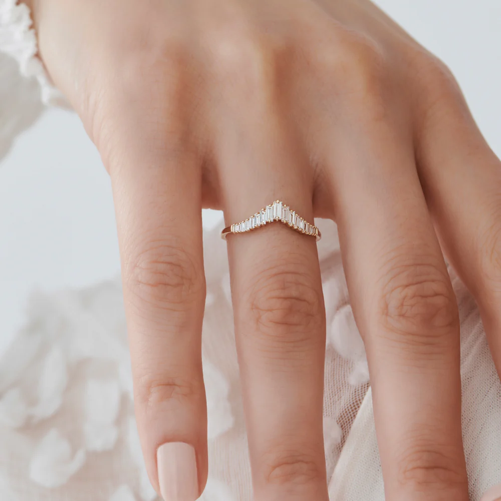 14K Baguette Diamond Curved Tiara Ring - Image 3