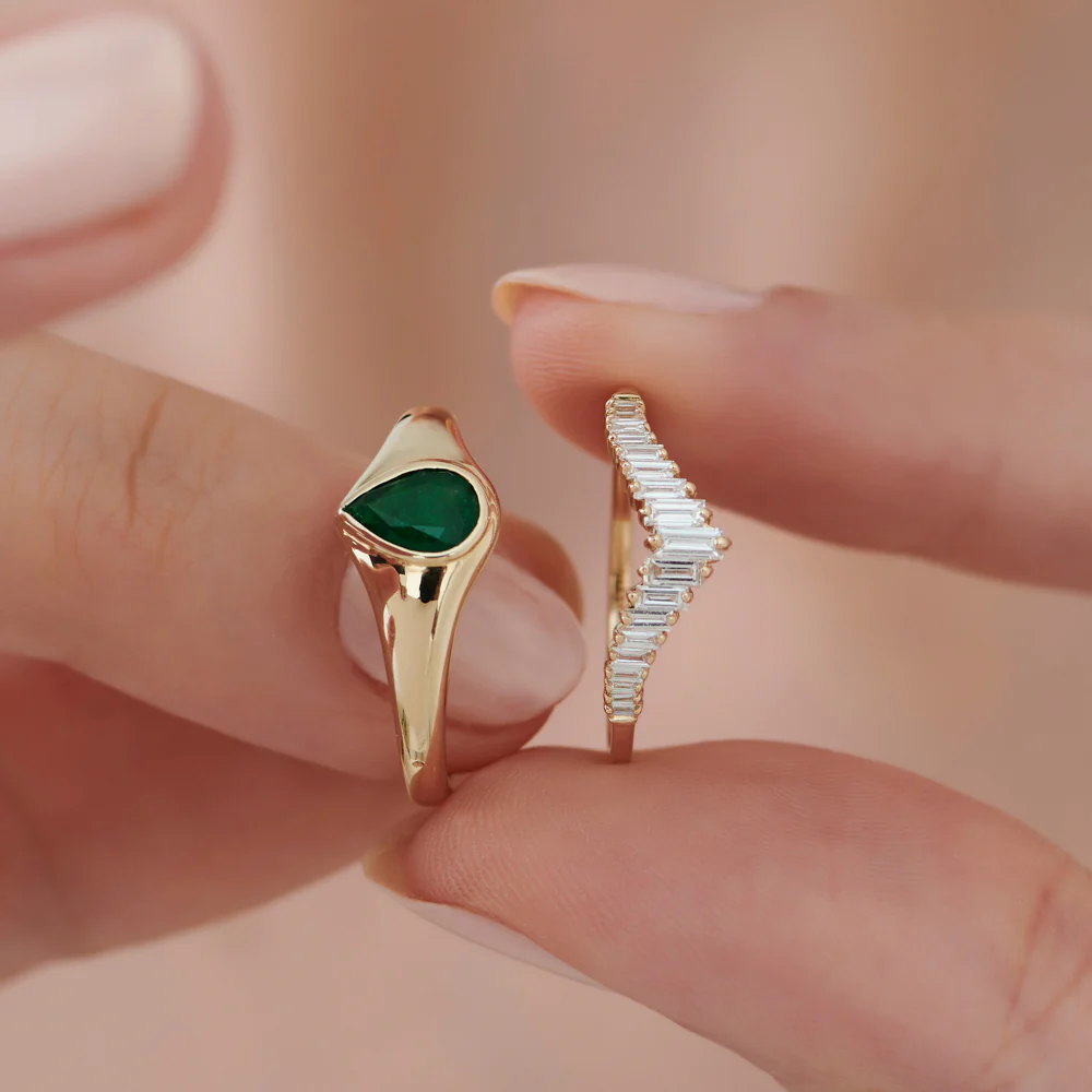 14K Baguette Diamond Curved Tiara Ring - Image 4
