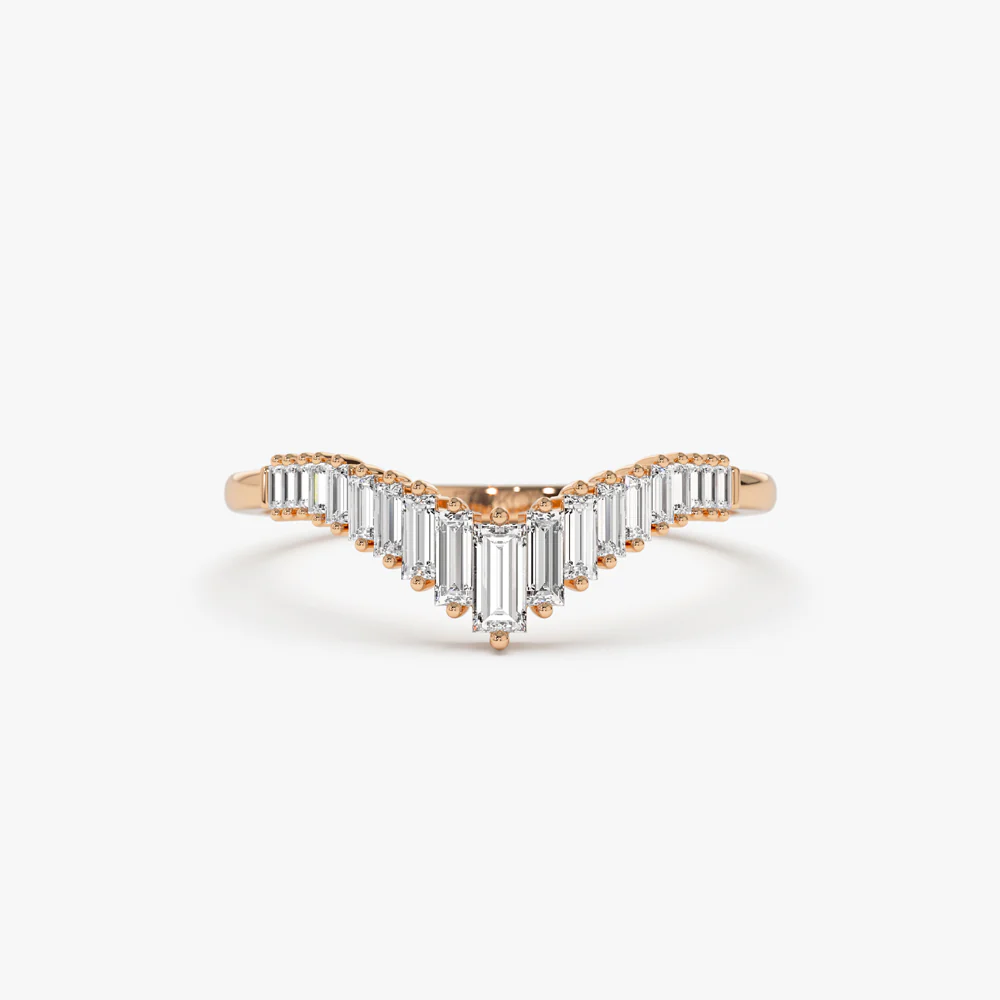14K Baguette Diamond Curved Tiara Ring - Image 6