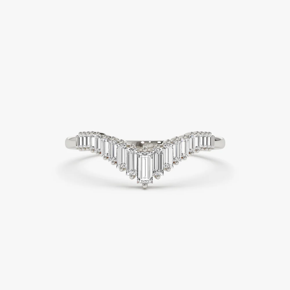 14K Baguette Diamond Curved Tiara Ring - Image 7