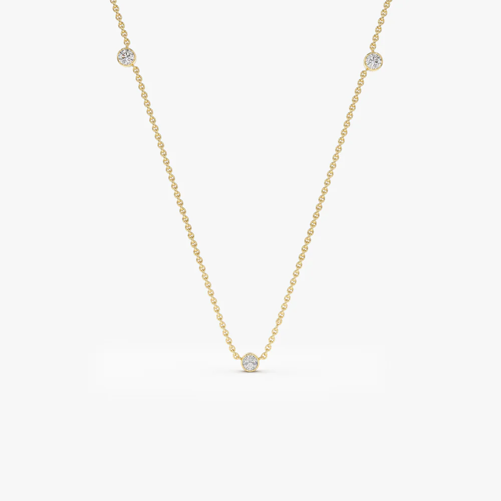 14k Bezel Setting Diamond by the Yard Necklace