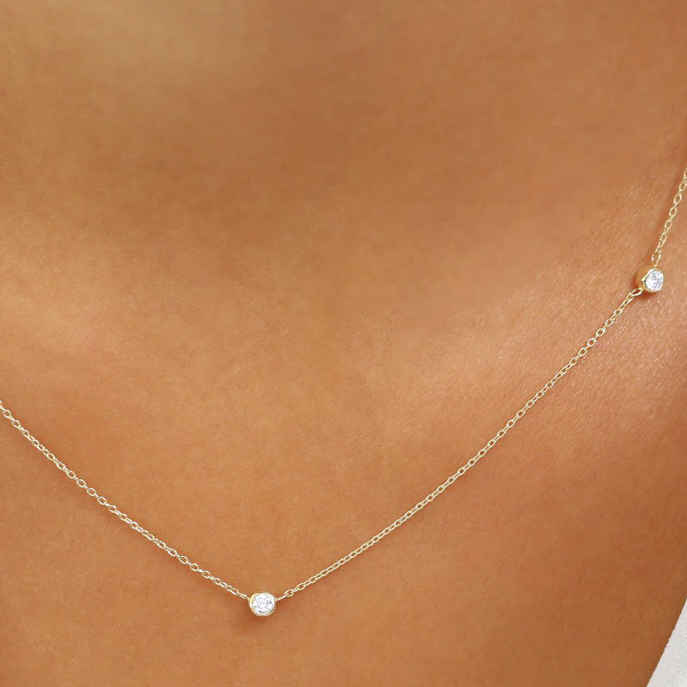 14k Bezel Setting Diamond by the Yard Necklace - Image 3