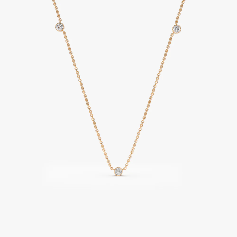 14k Bezel Setting Diamond by the Yard Necklace - Image 4