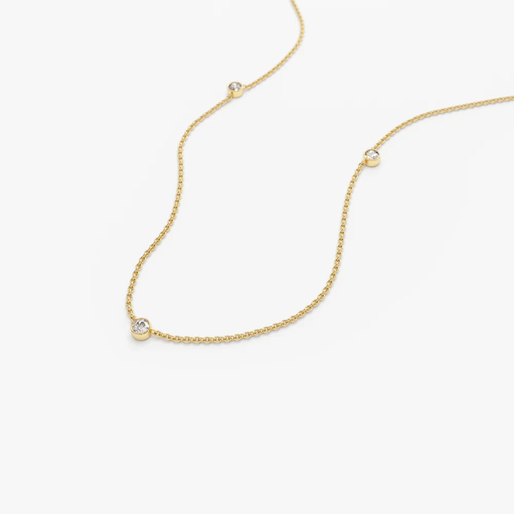 14k Bezel Setting Diamond by the Yard Necklace - Image 6