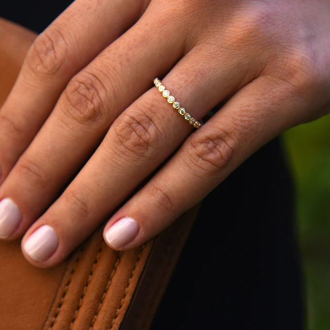 14K Gold Bezel Setting Round Brilliant Cut Diamond Eternity Ring - Image 3