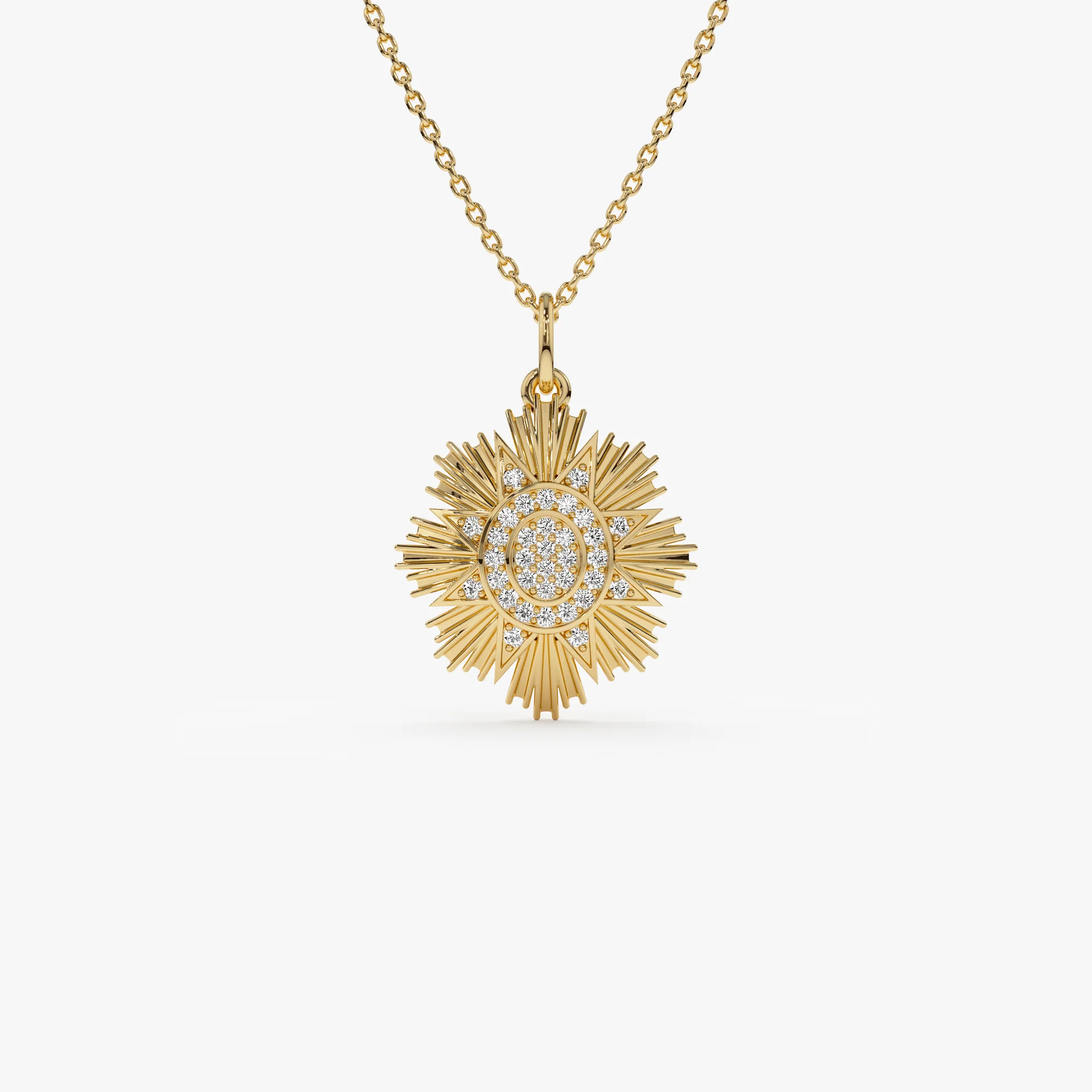 14k Celestial Diamond Sunburst Charm