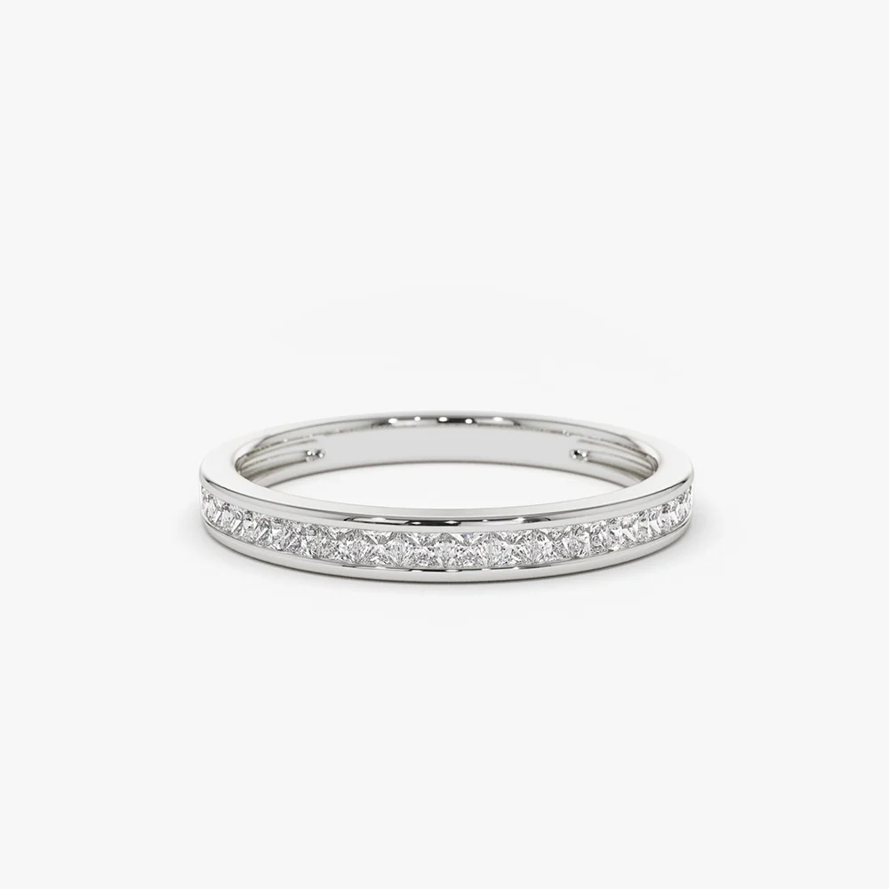 14k Channel Setting Princess Cut Half Eternity Diamond Ring - Image 6