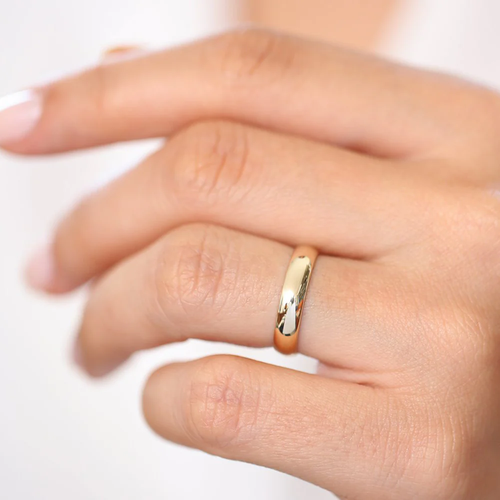 14k Classic Dome 4MM Unisex Wedding Ring - Image 2