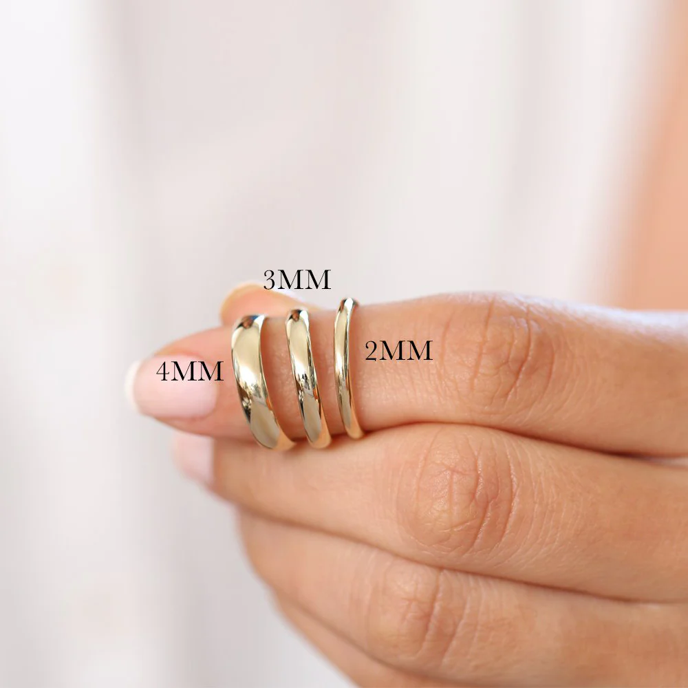 14k Classic Dome 4MM Unisex Wedding Ring - Image 3