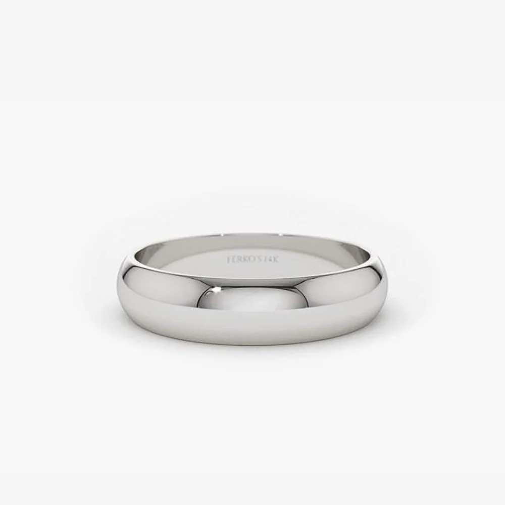 14k Classic Dome 4MM Unisex Wedding Ring - Image 6