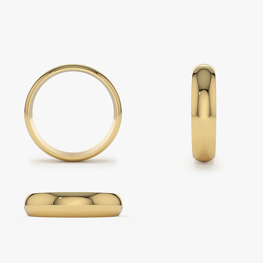 14k Classic Dome 4MM Unisex Wedding Ring - Image 7