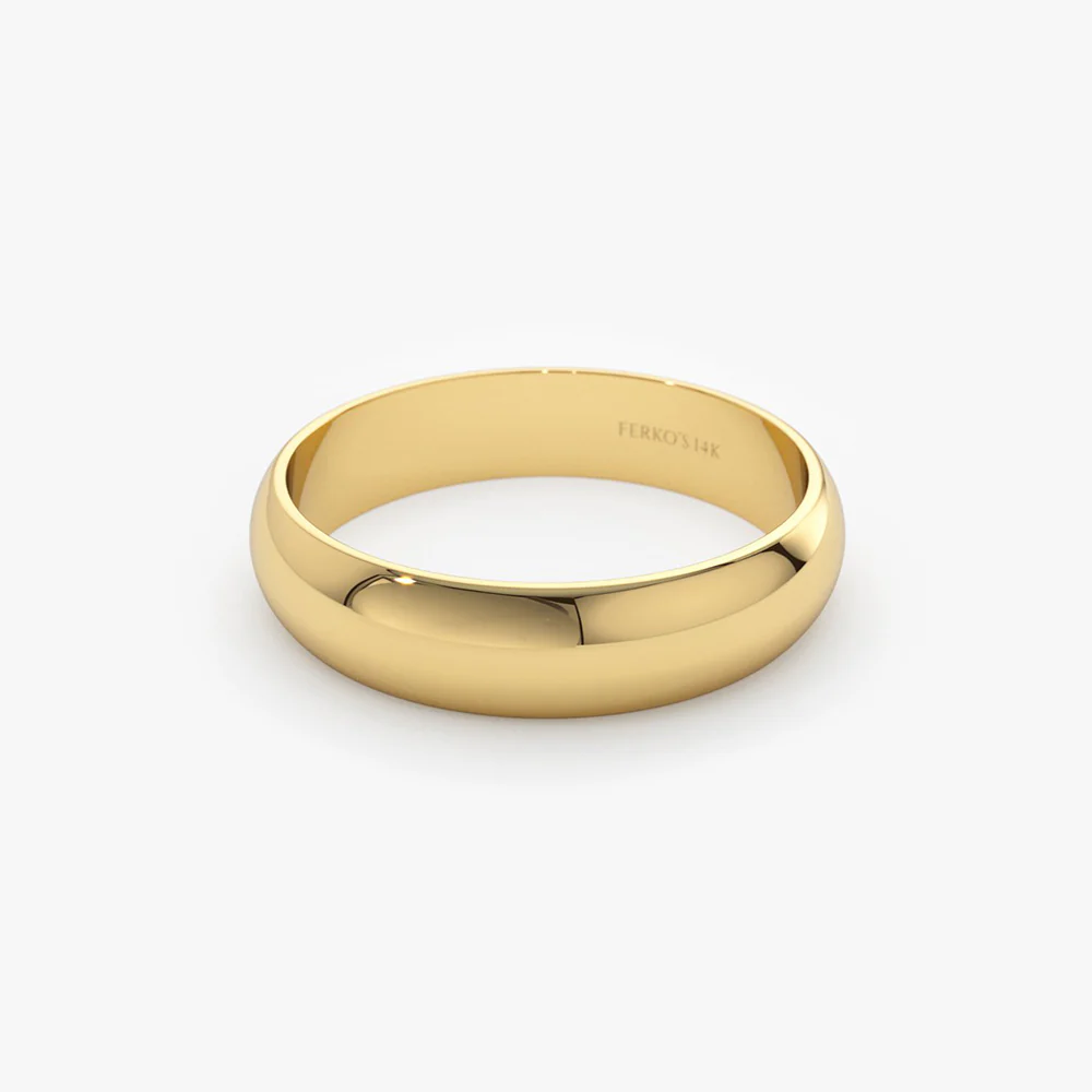14k Classic Dome 4MM Unisex Wedding Ring - Image 8