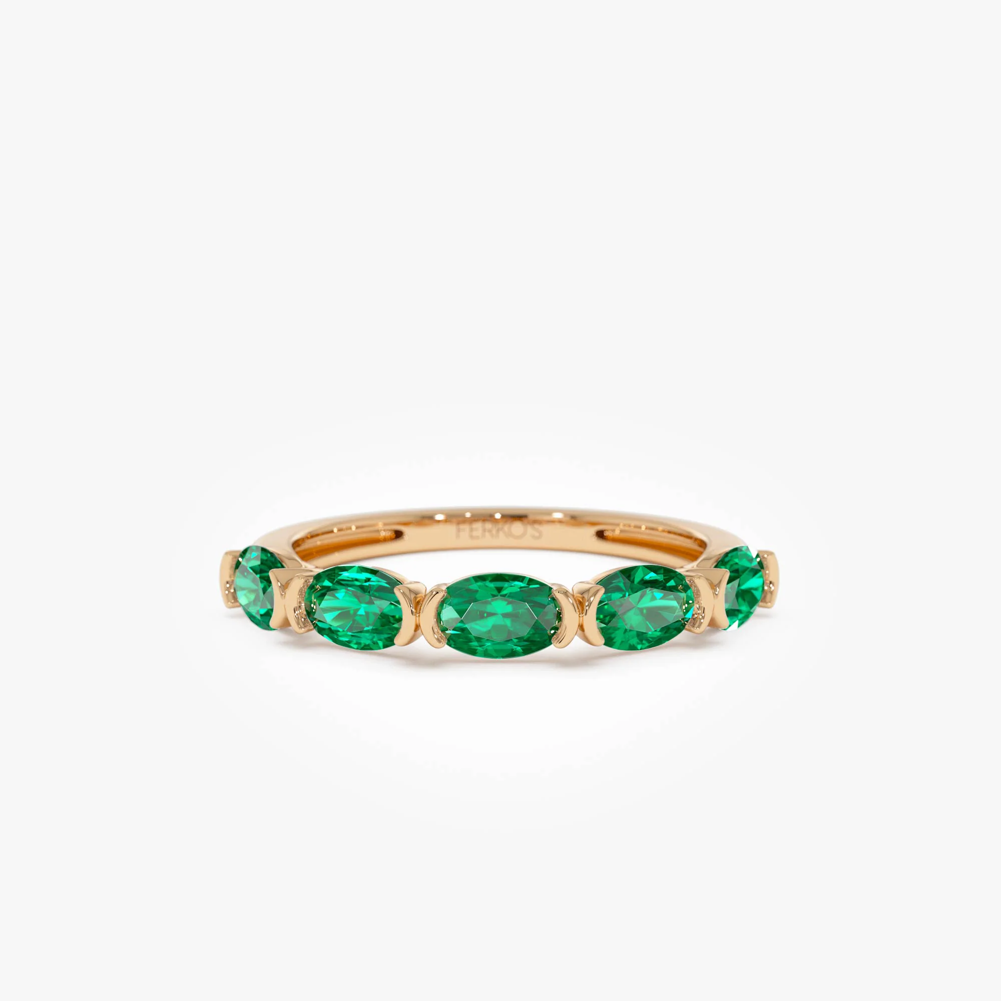14k Classic Emerald Five Stone Ring - Image 5