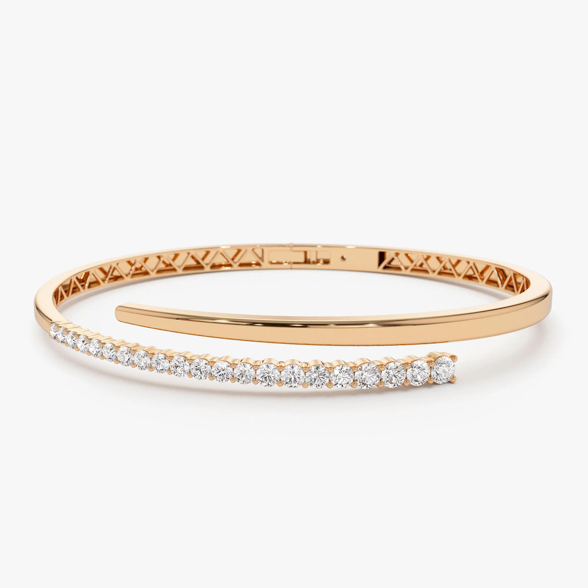 14K Cross Over Graduating Diamond Bangle - Image 6