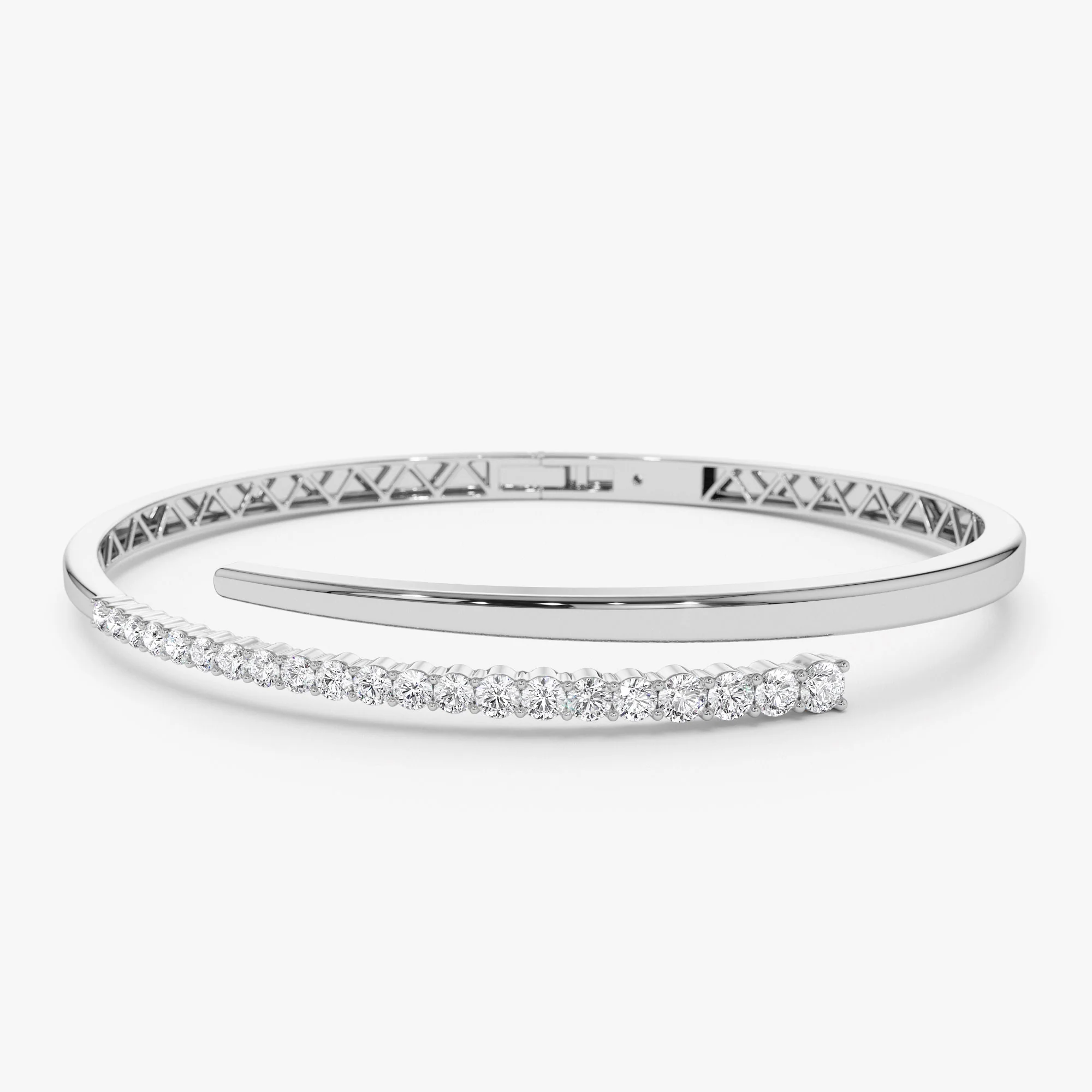 14K Cross Over Graduating Diamond Bangle - Image 7