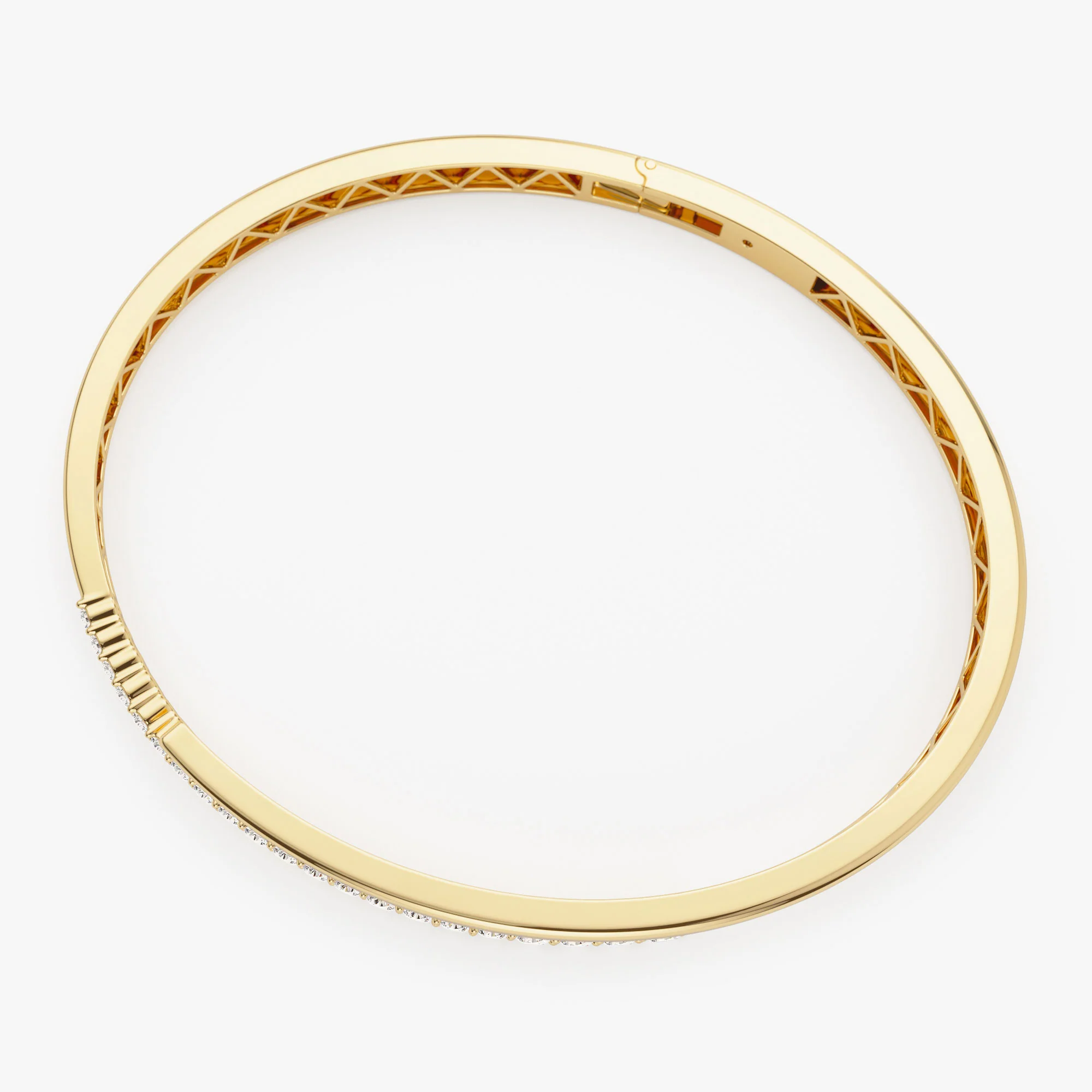 14K Cross Over Graduating Diamond Bangle - Image 8