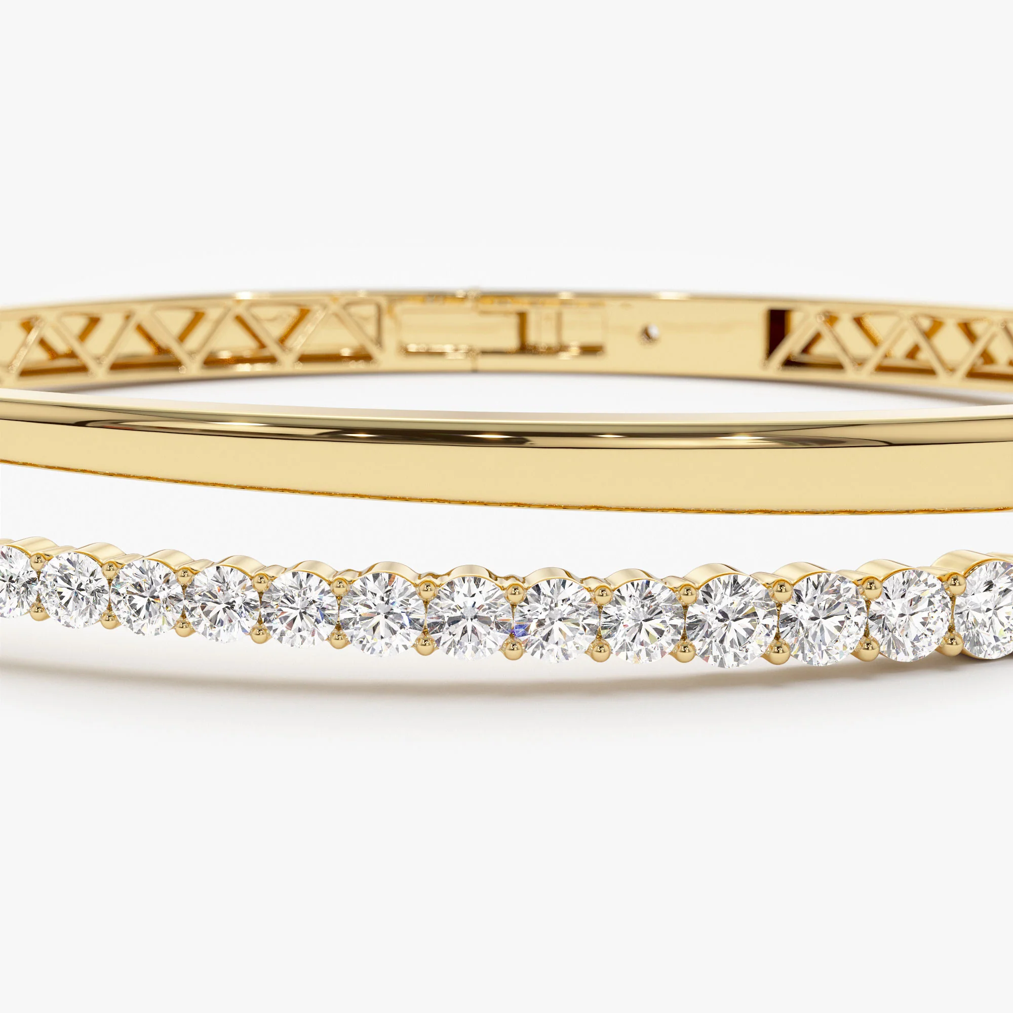 14K Cross Over Graduating Diamond Bangle - Image 9