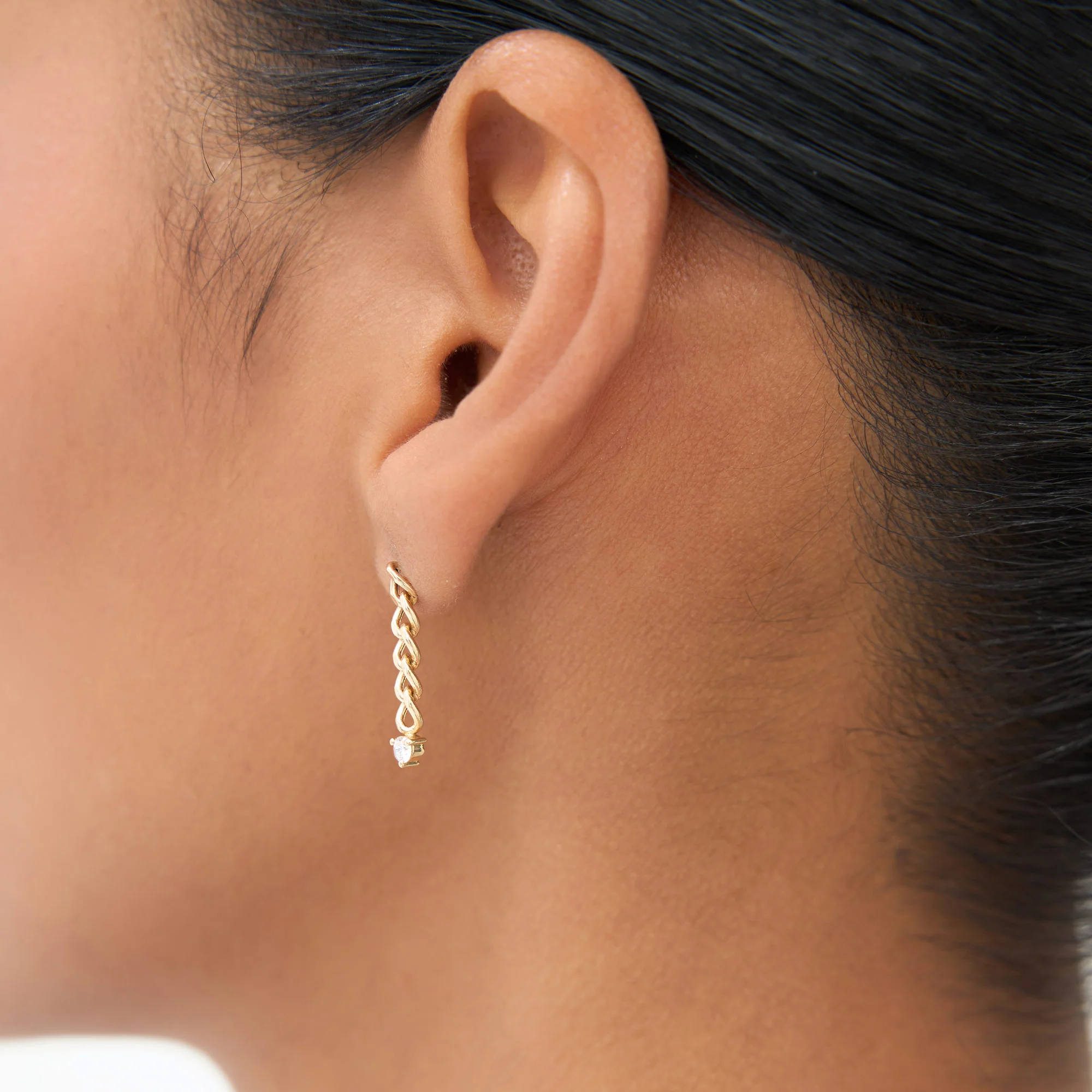 14k Cuban Link Diamond Earrings - Image 5