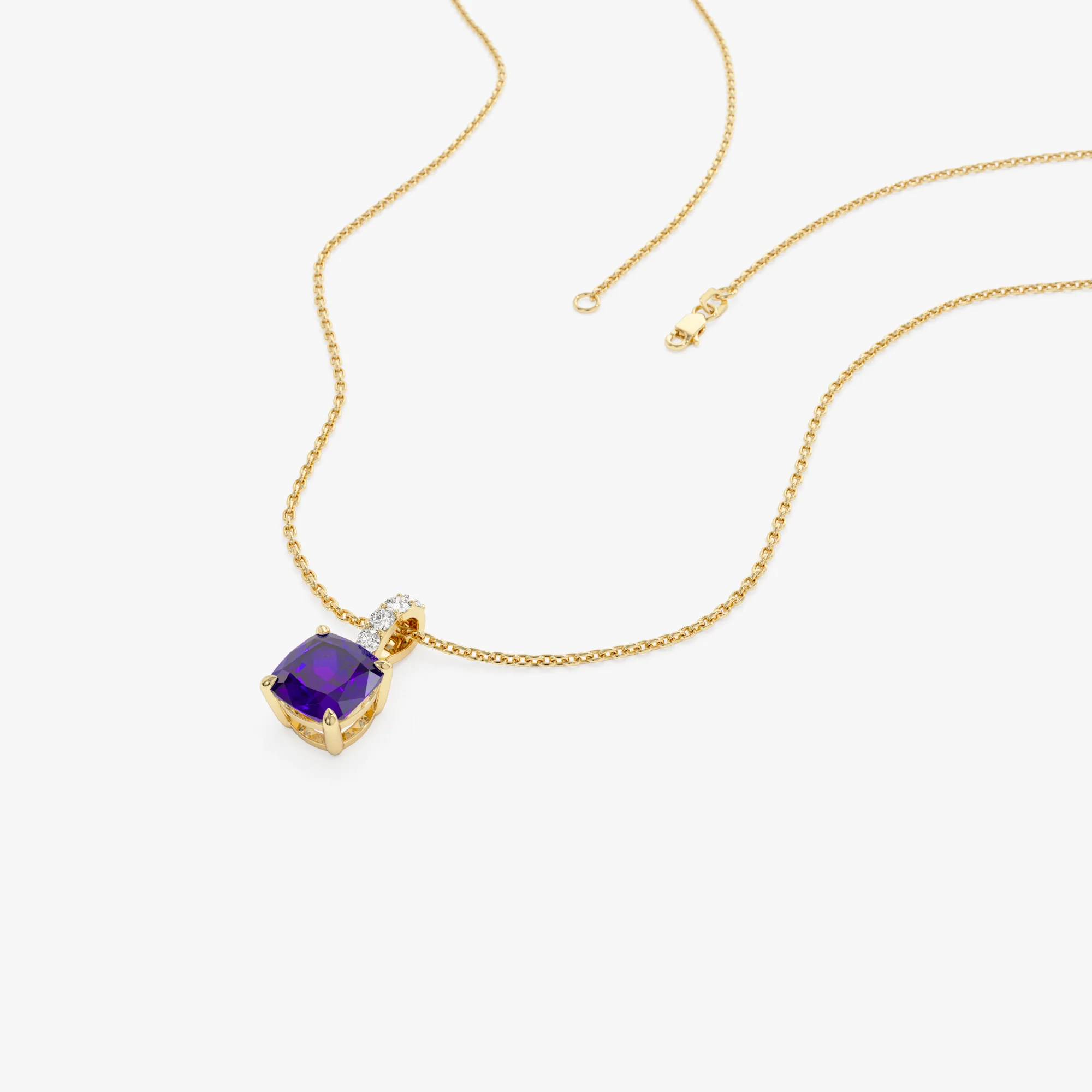 14K Cushion Cut Amethyst with Diamond Bail - Image 6