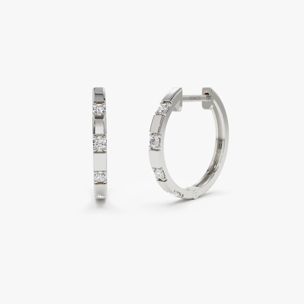 14k Dainty Diamond Hoop Earrings - Image 6