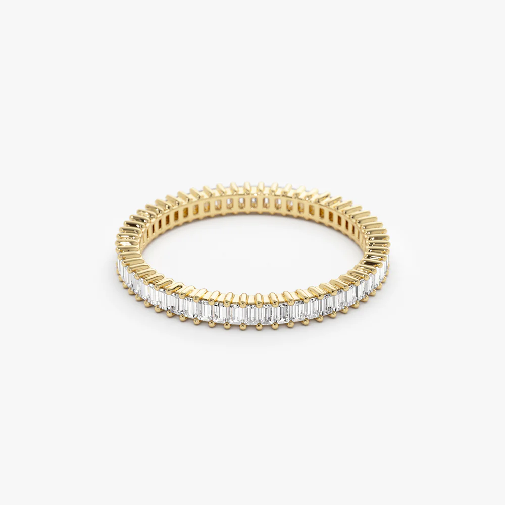 14k Dainty Stackable Full Eternity Baguette Diamond Ring - Image 8