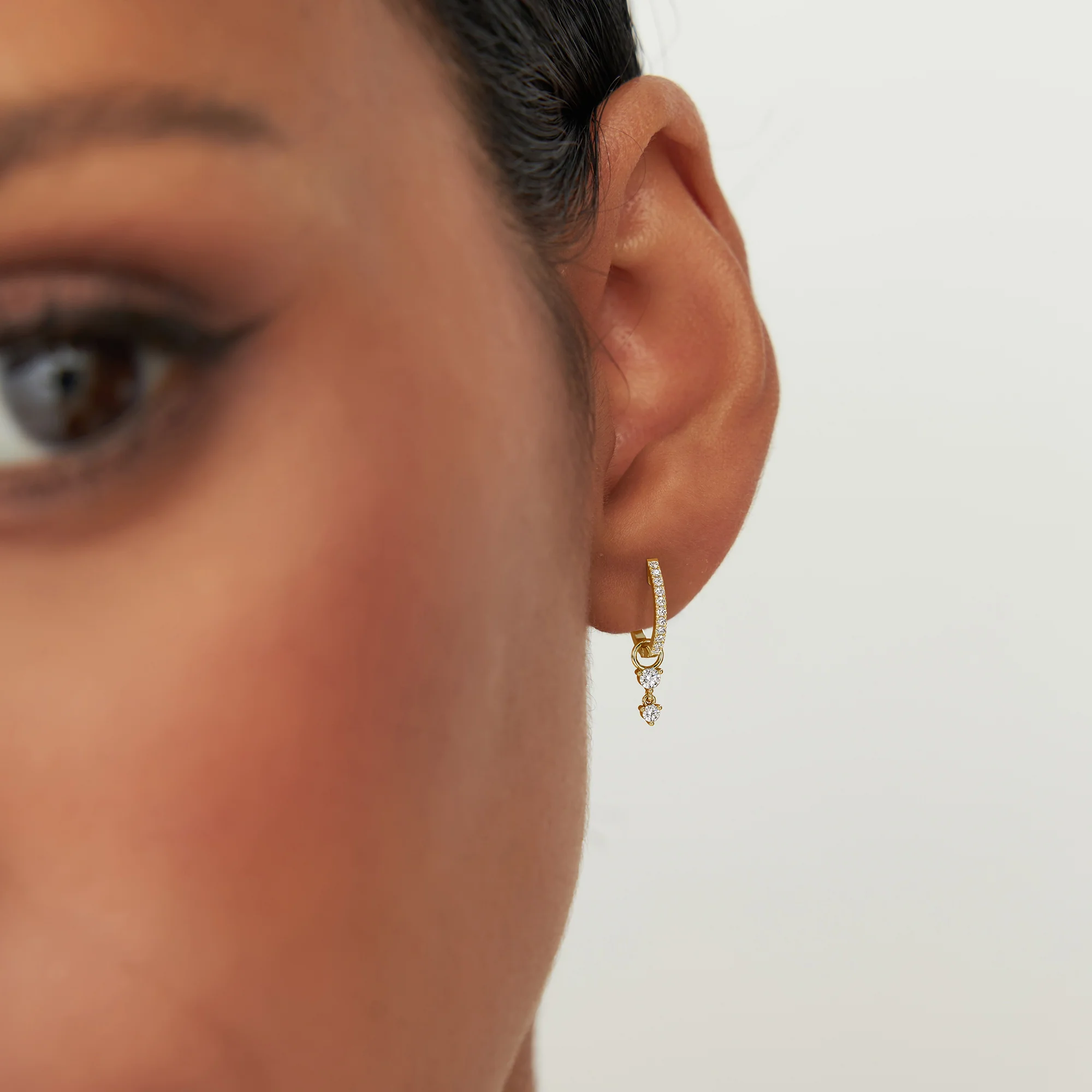 14k Diamond Dangle Hoop Charm - Image 2
