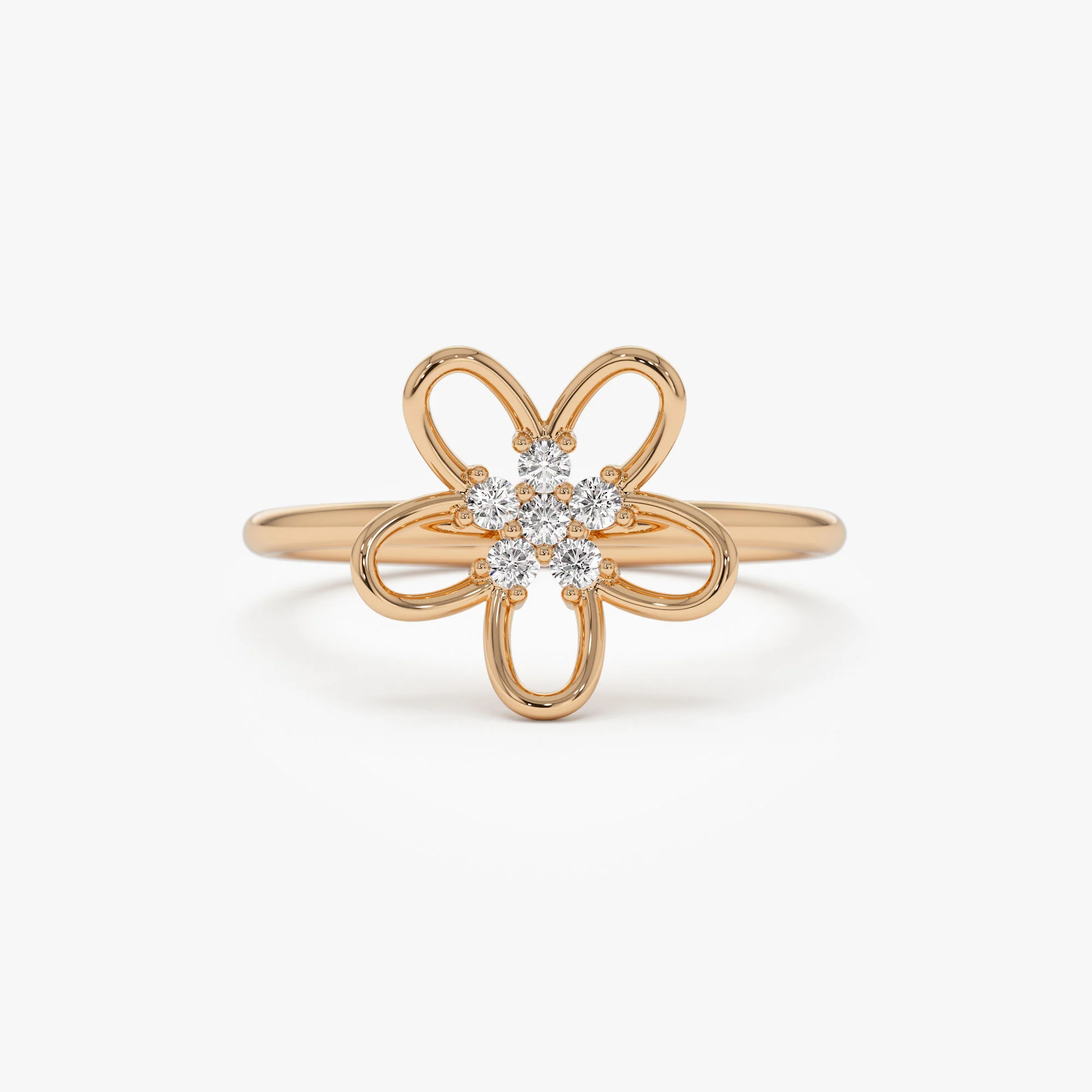 14k Diamond Flower Ring - Image 5