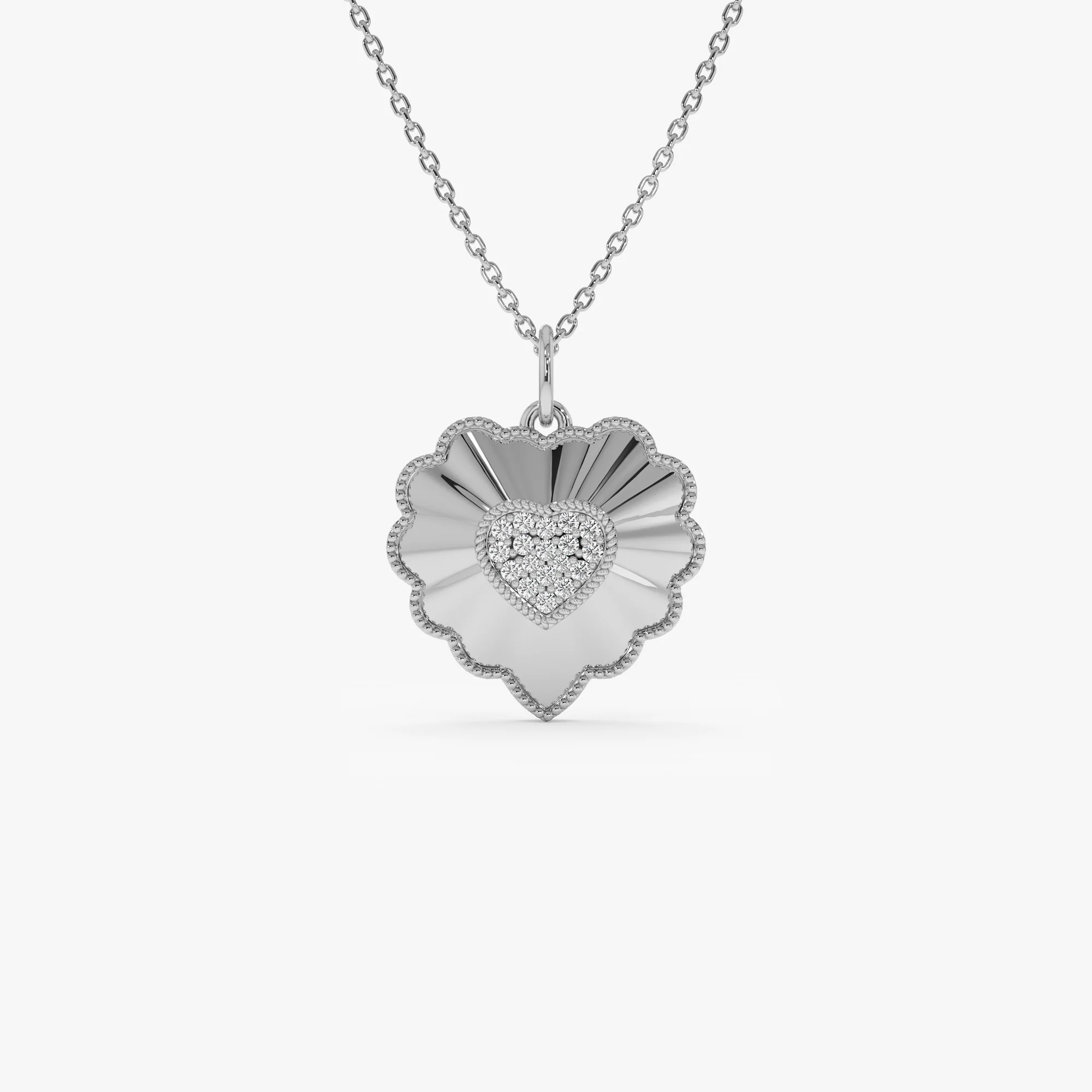 14k Diamond Heart Medallion Charm - Image 2