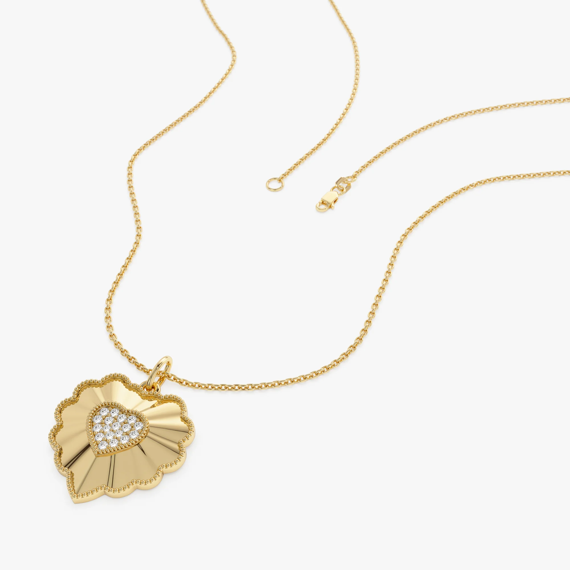 14k Diamond Heart Medallion Charm - Image 3
