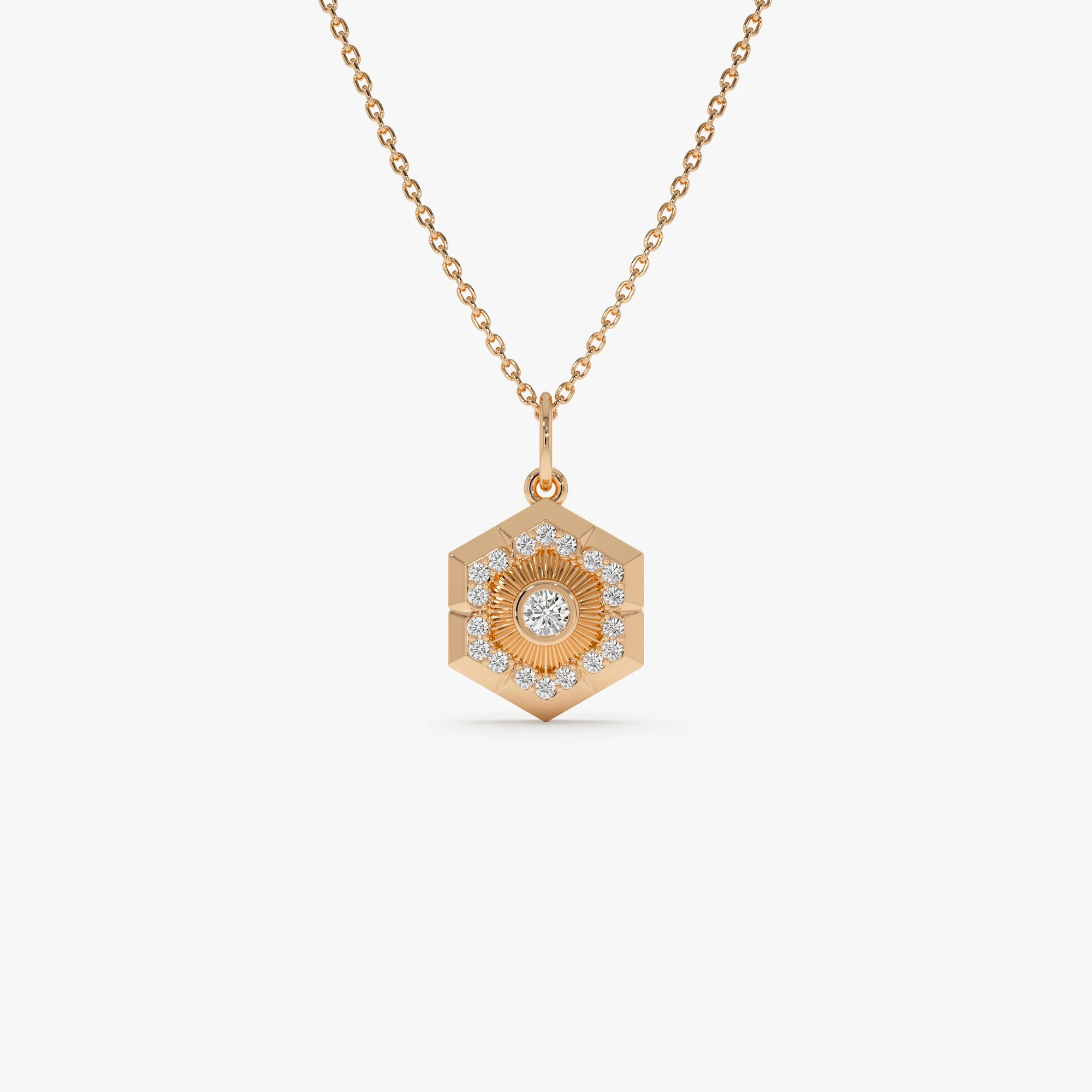 14k Diamond Hexagon Charm - Image 3