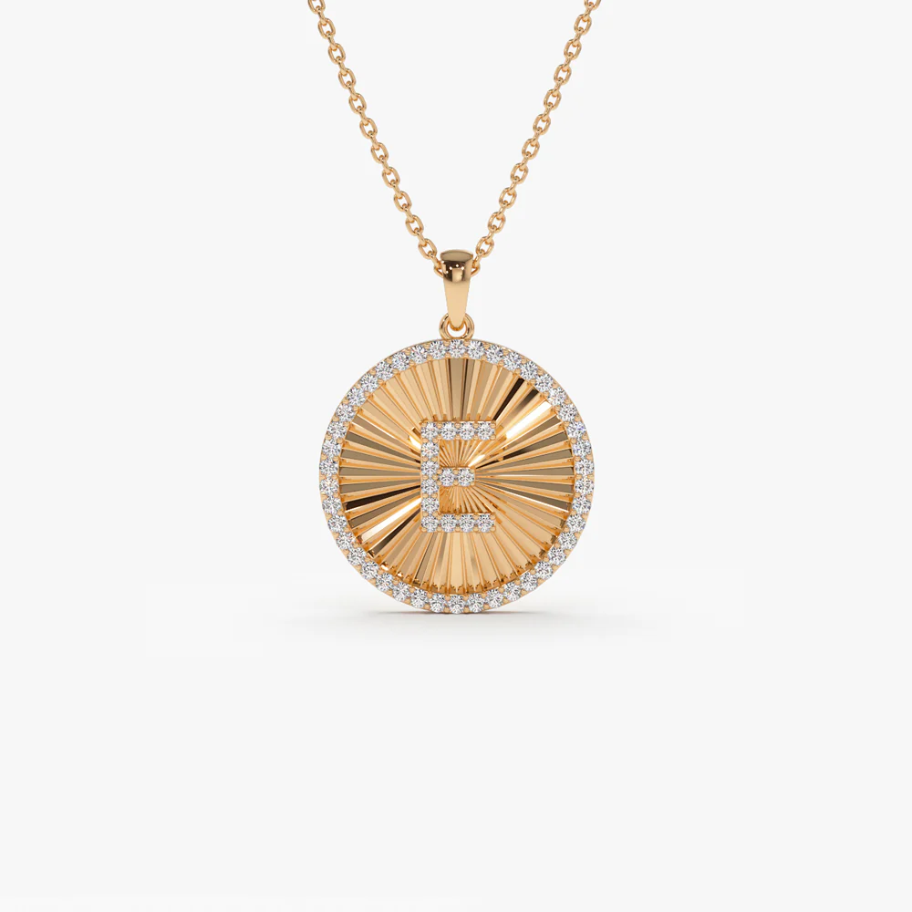 14k Diamond Initial Ballerina Disc Necklace - Image 6