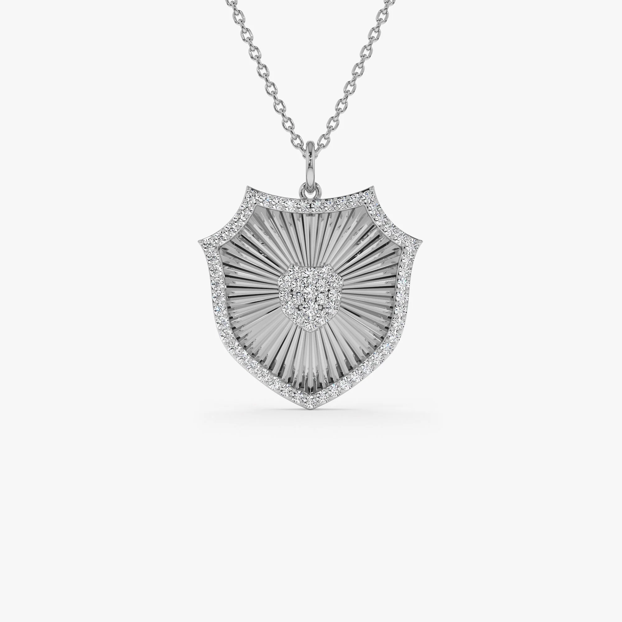 14k Diamond Shield Medallion Pendant - Image 7