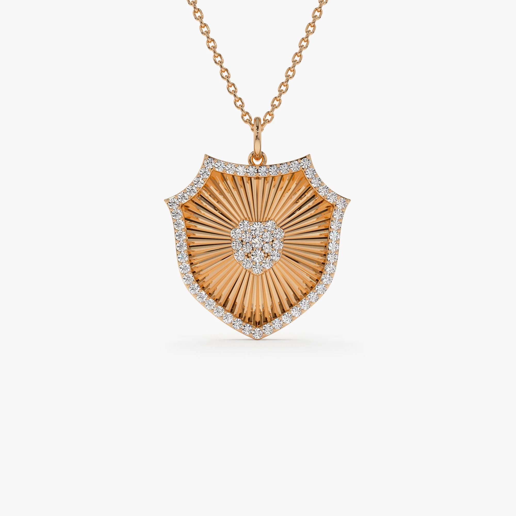 14k Diamond Shield Medallion Pendant - Image 8