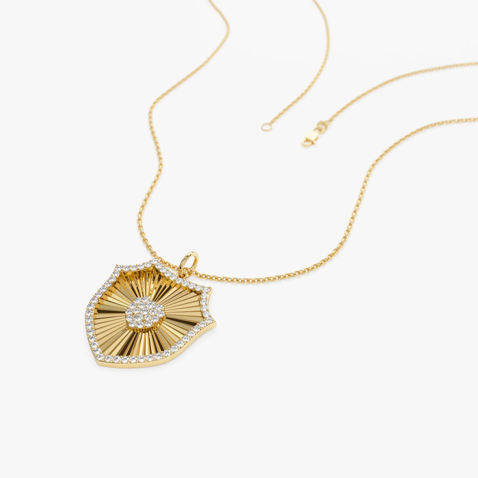 14k Diamond Shield Medallion Pendant - Image 9