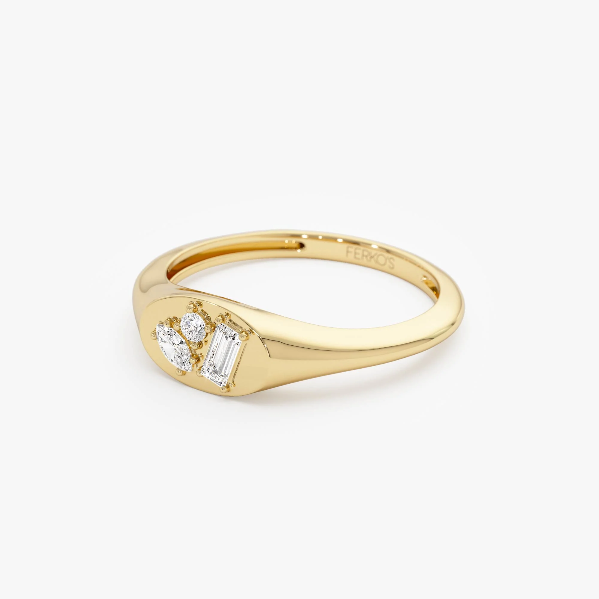 14k Diamond Signet Ring with Mixed Cuts - Image 8
