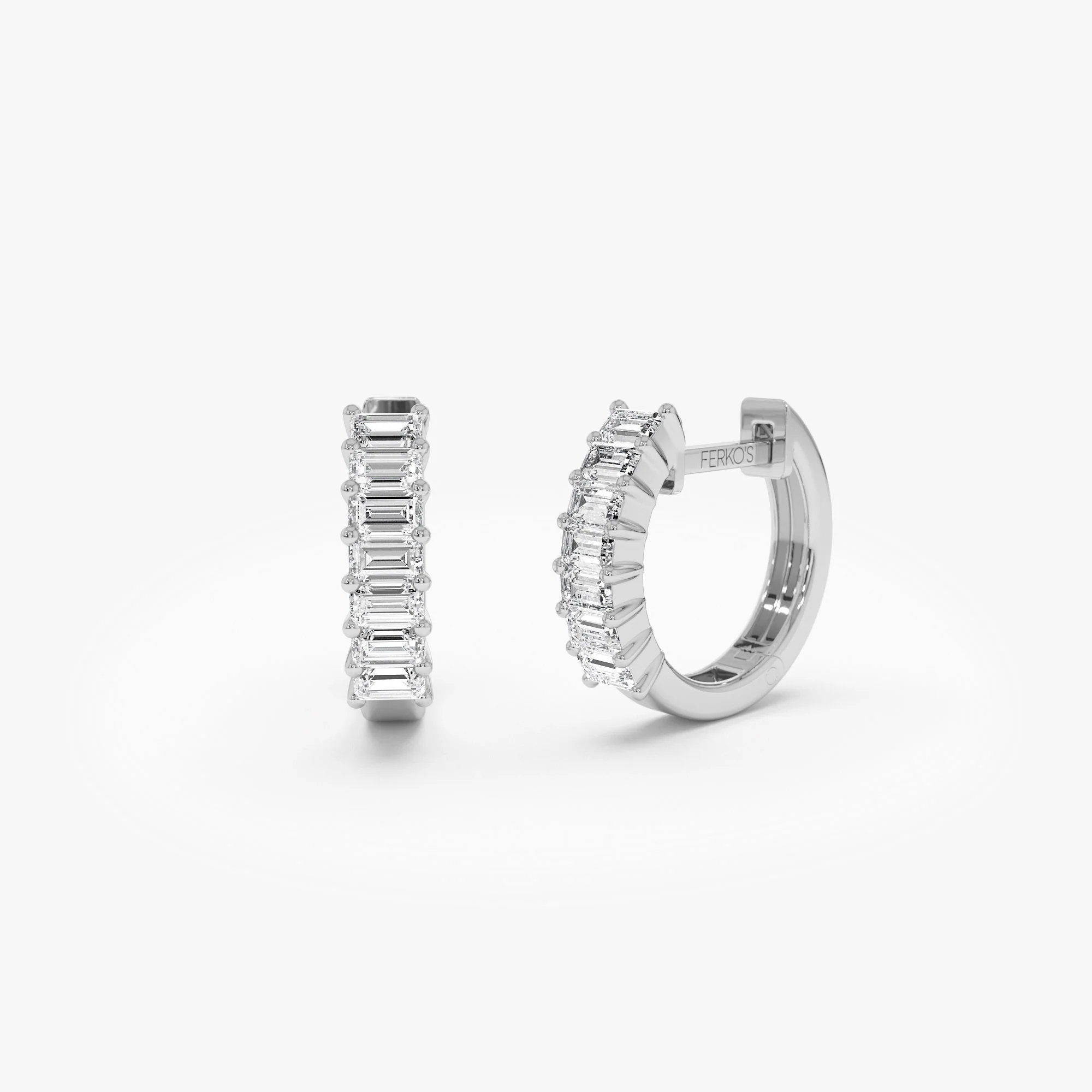 14k Distinctive Baguette Diamond Huggies - Image 5