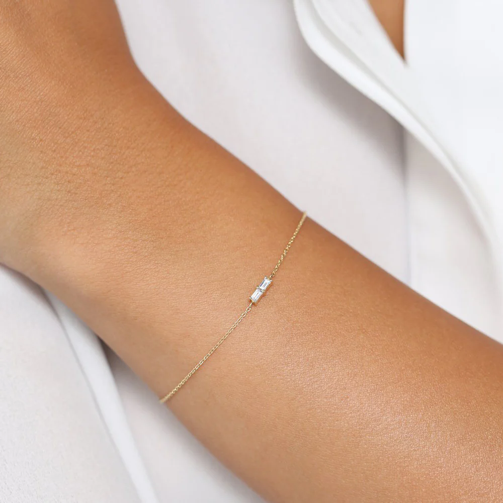 14k Double Baguette Diamond Bracelet - Image 3