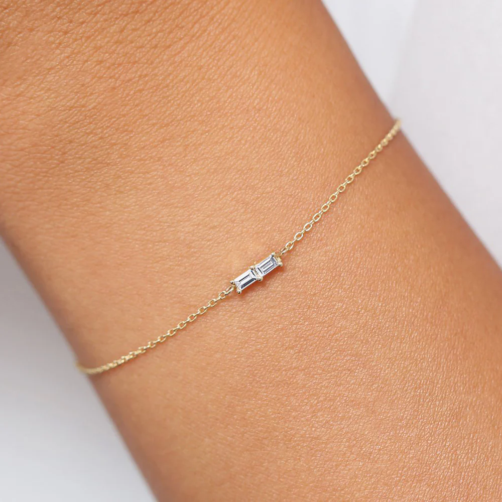 14k Double Baguette Diamond Bracelet - Image 5