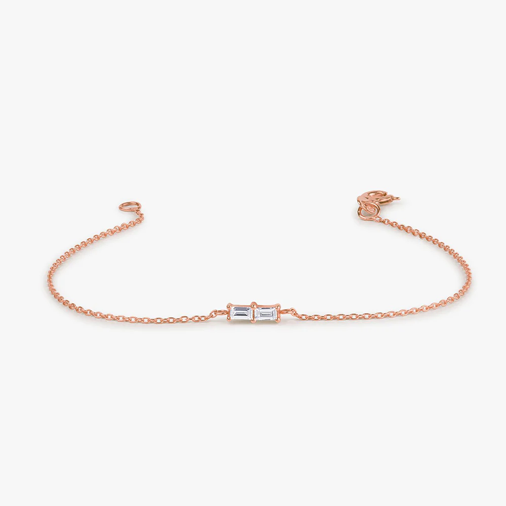 14k Double Baguette Diamond Bracelet - Image 6