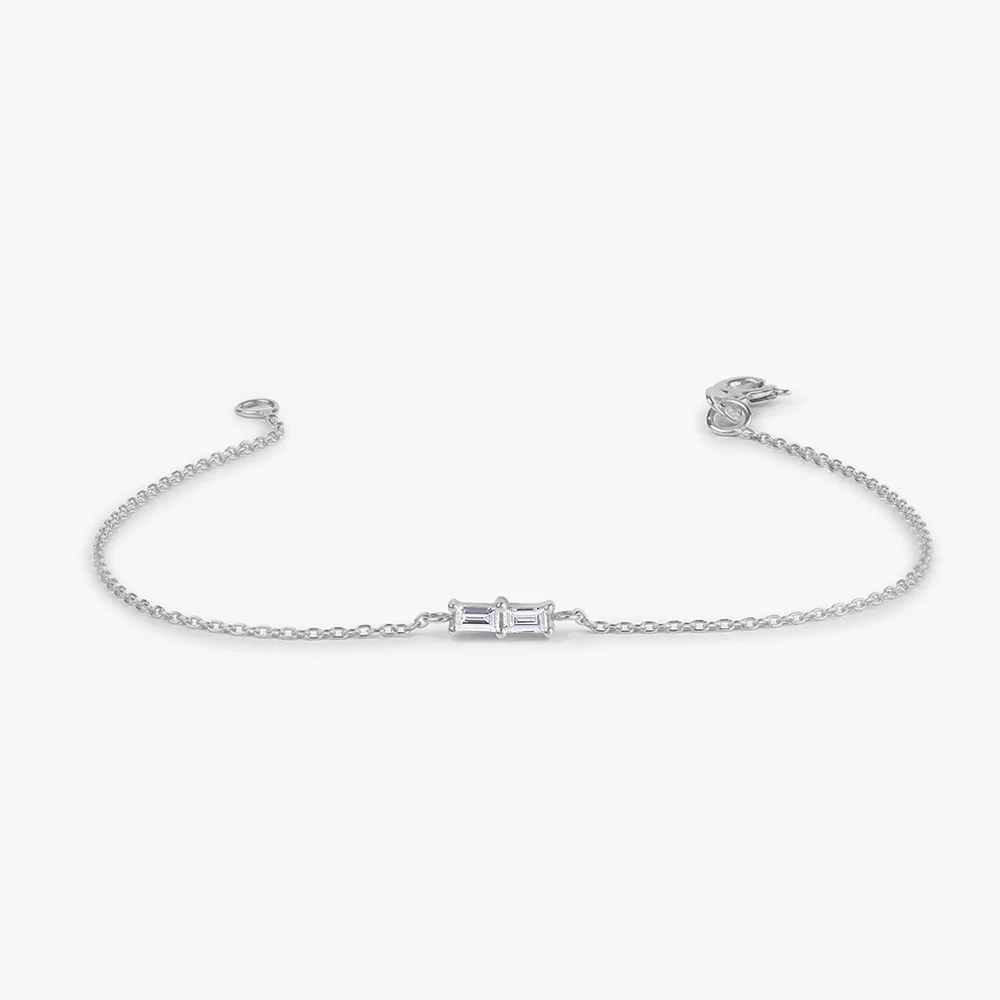 14k Double Baguette Diamond Bracelet - Image 7