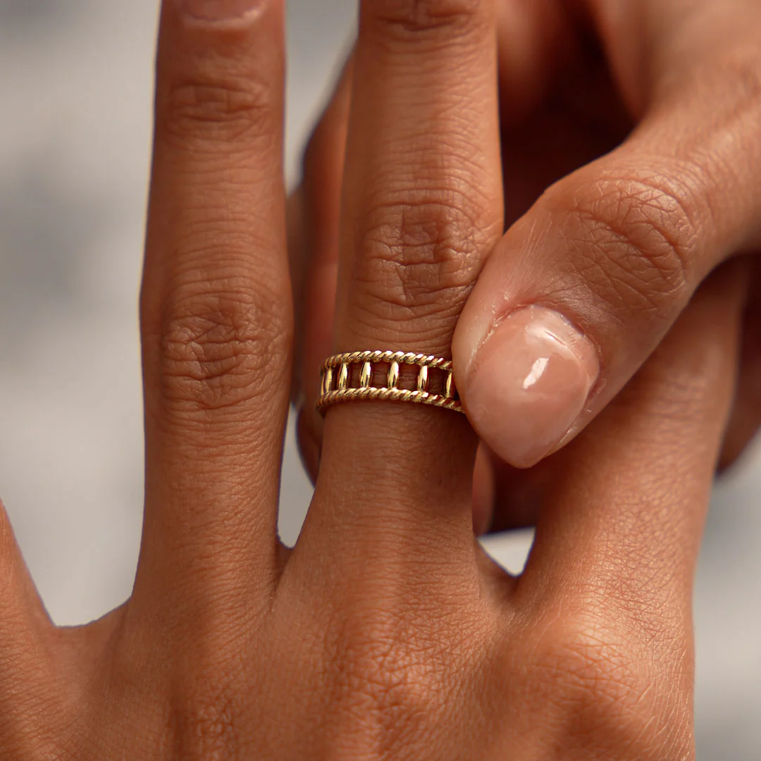 14k Double Rope Link Band Ring - Image 6