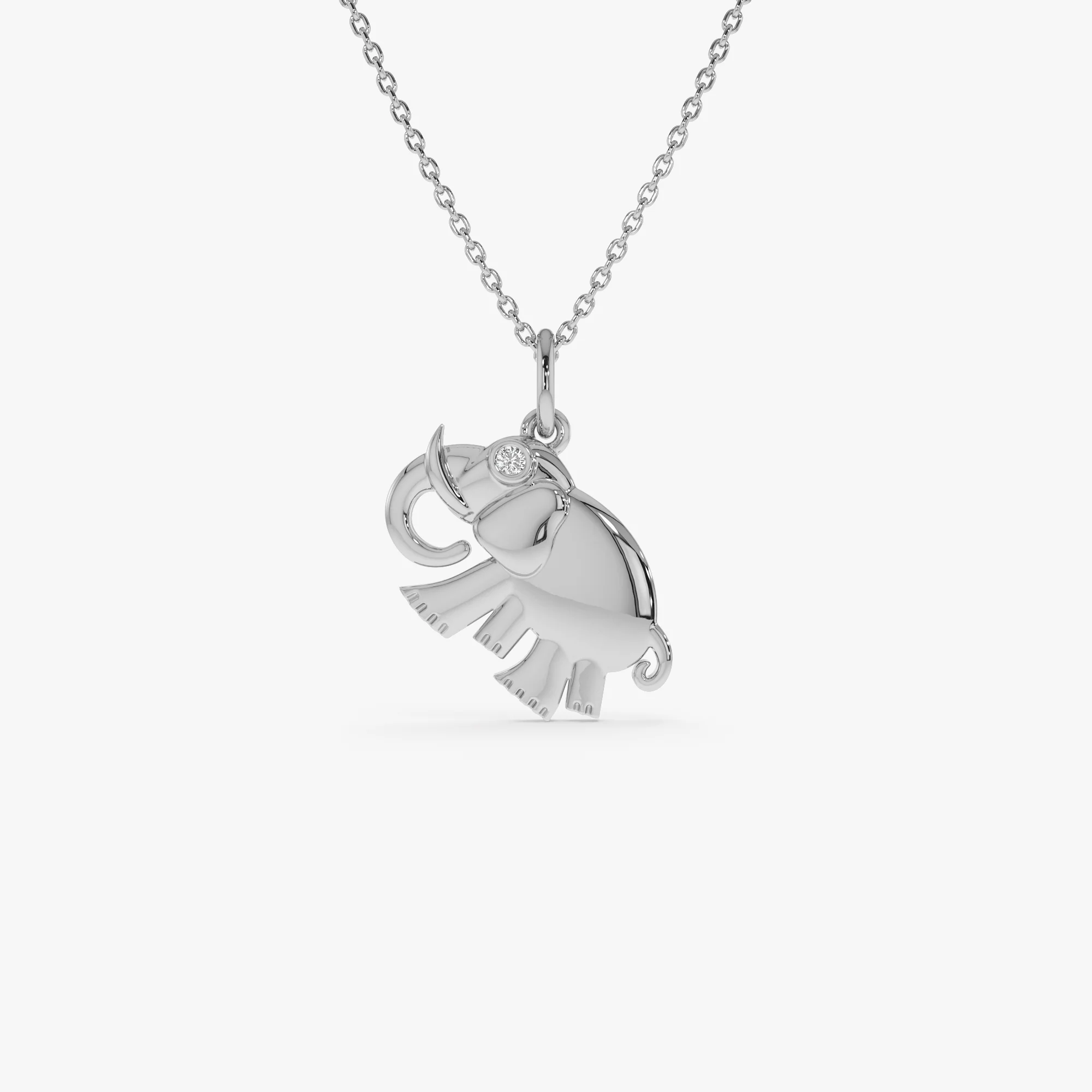 14k Elephant Charm Necklace with Natural Diamond - Image 2