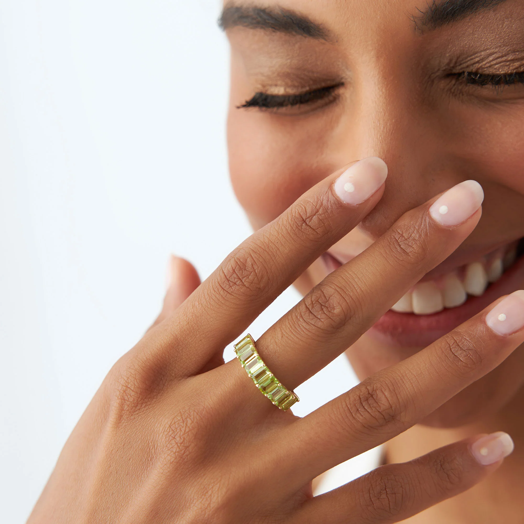 14k Emerald Cut Peridot Nine Stone Ring 2.35ctw - Image 2