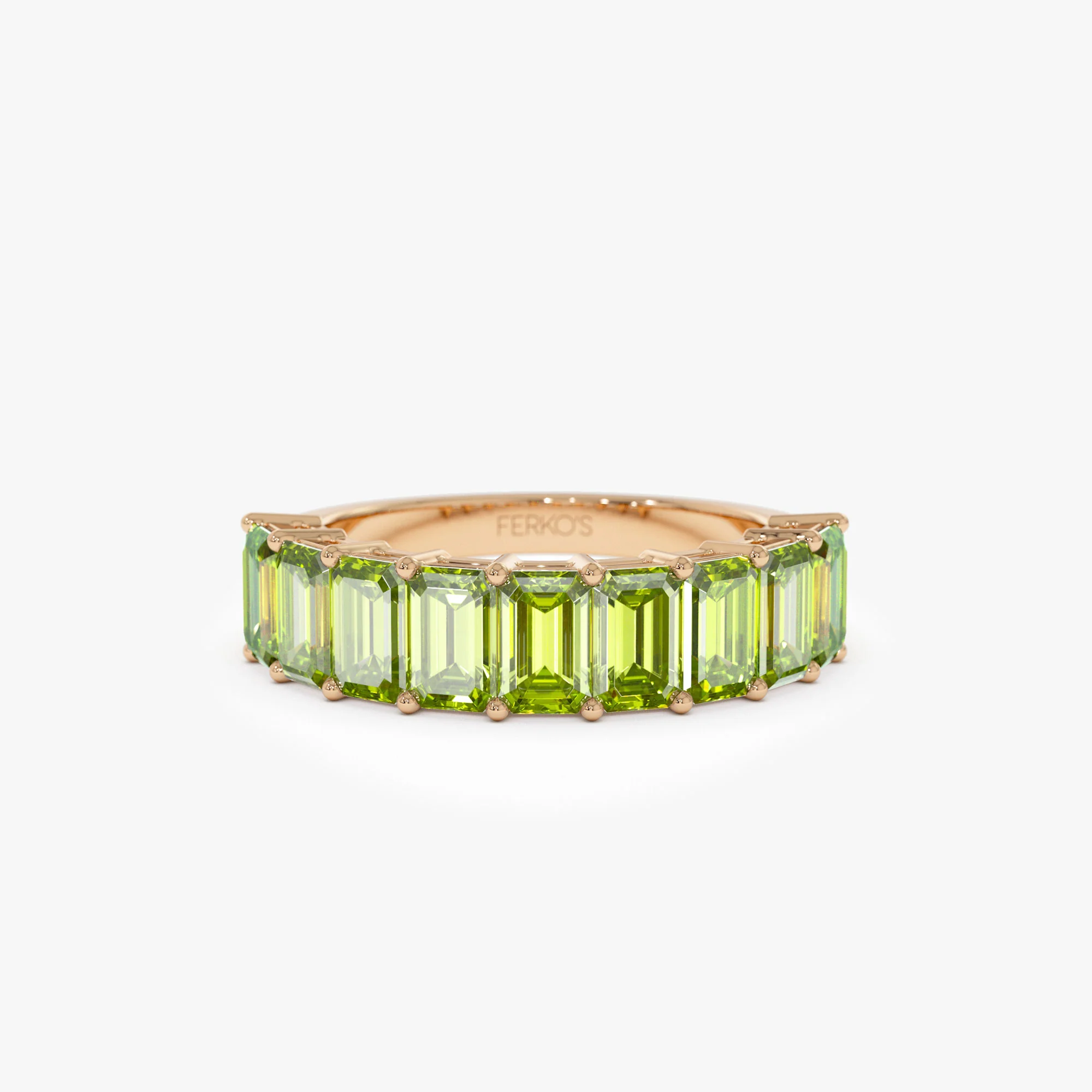 14k Emerald Cut Peridot Nine Stone Ring 2.35ctw - Image 6