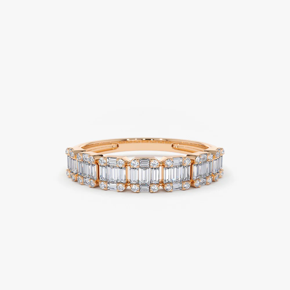 14K Emerald Illusion Diamond Wedding Band - Image 4