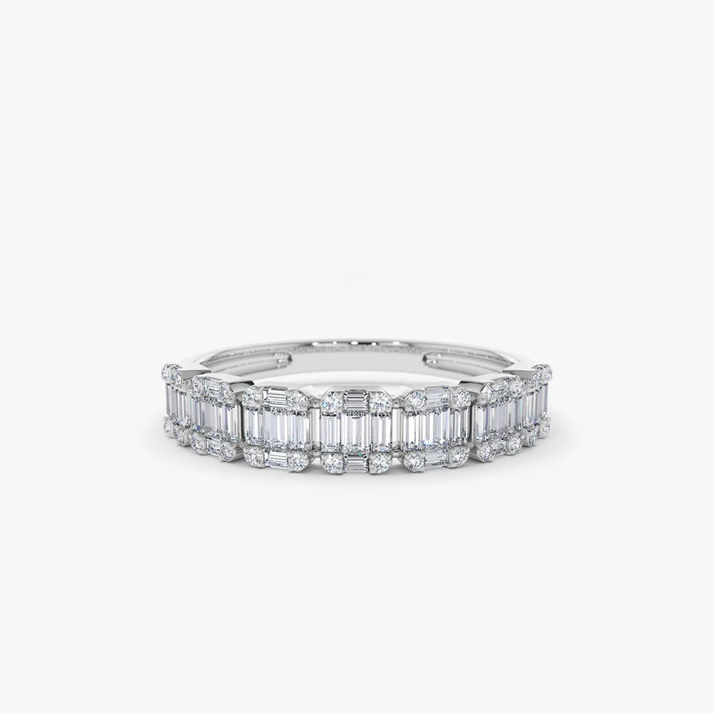 14K Emerald Illusion Diamond Wedding Band - Image 5