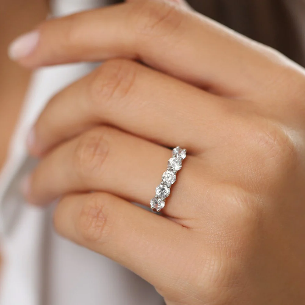 14k Five Stone 1ctw Wire Basket Diamond Ring - Image 2