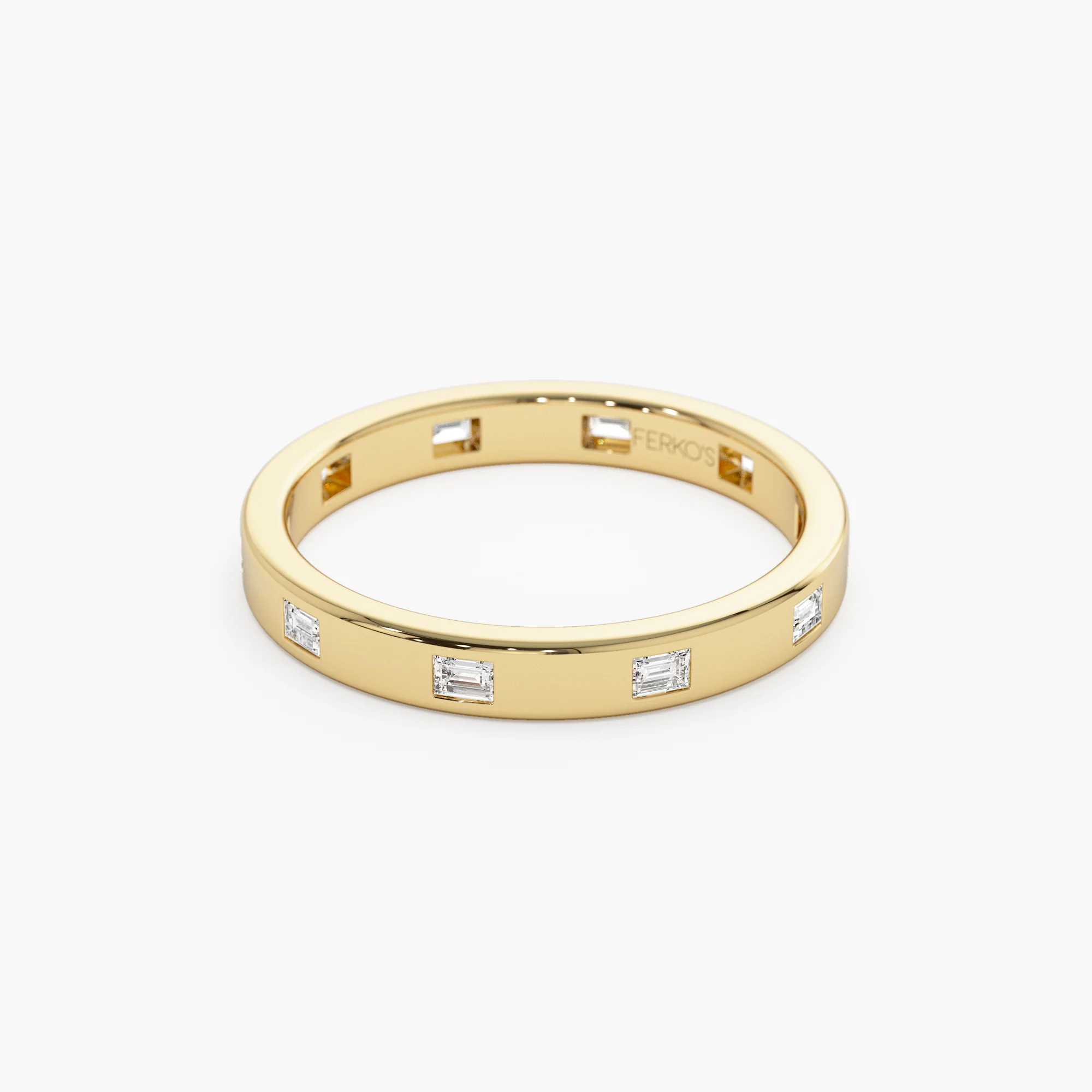 14k Full Eternity Flush Setting Baguette Diamond Band - Image 3